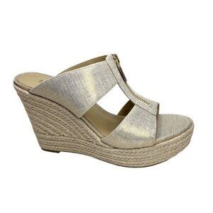 MICHAEL Michael Kors Women's Bradley Espadrille Platform Wedges Pale Gold 7M